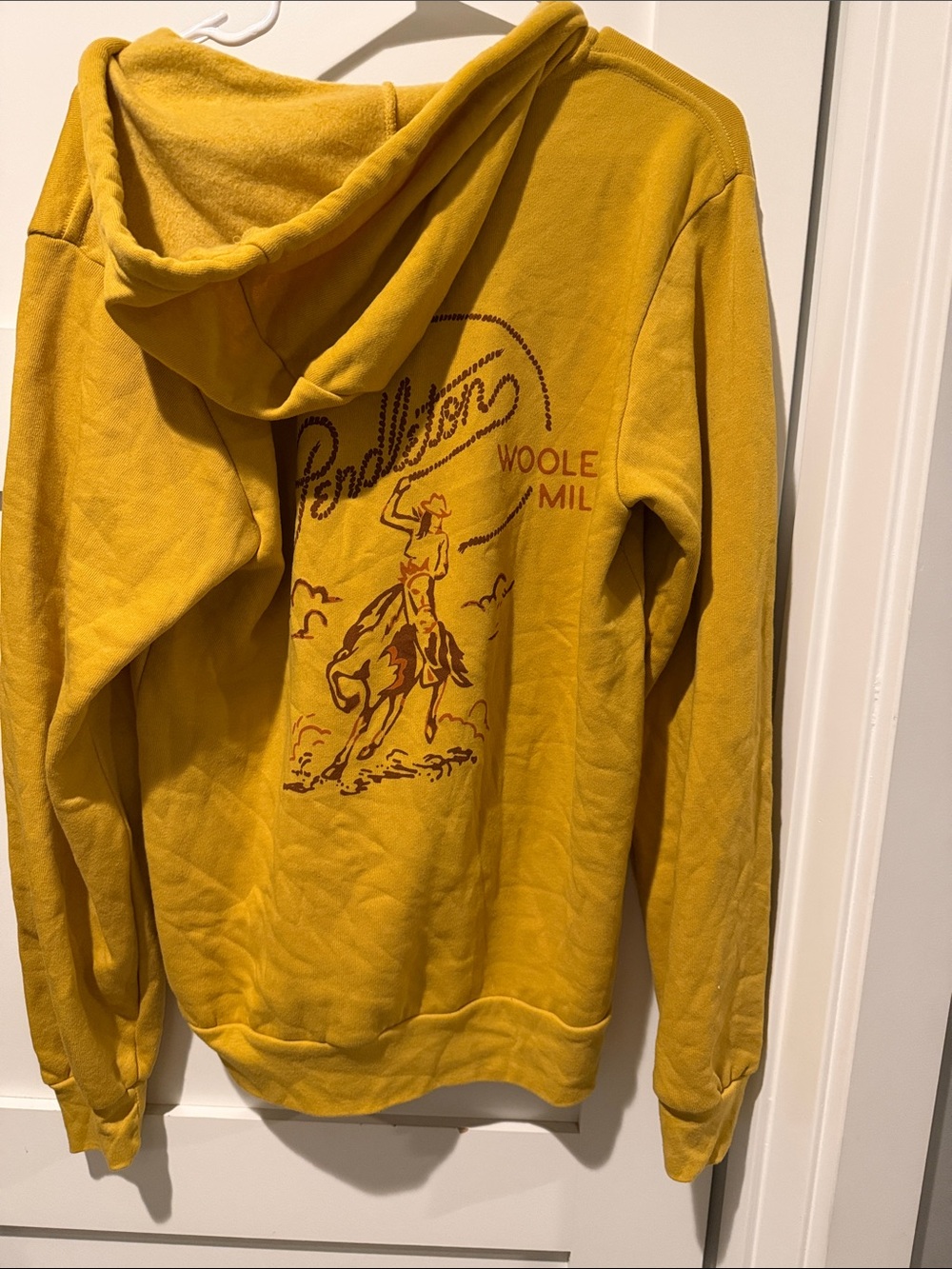 Pendleton Yellow Hooded Sweatshirt with Western Graphic